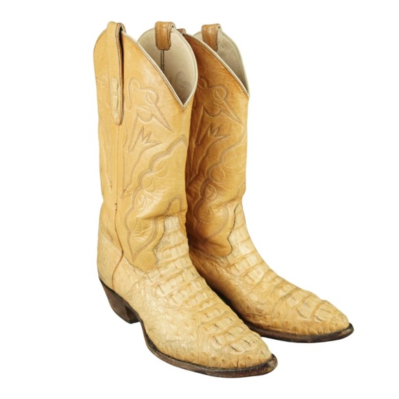 Other - Vintage Handmade Genuine Crocodilian Leather Western Boots Tan Size 9.5 D